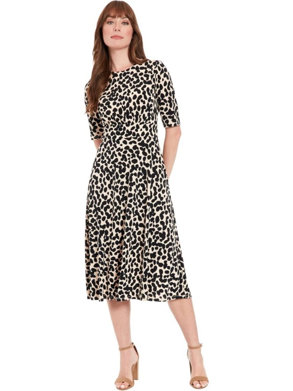 Flattering Fit-and-Flare Midi Dress for Cocktail, Wedding, Summer & Work Events